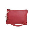Agora Cowhide Wristlet Wallet Pouch - Cranberry Red